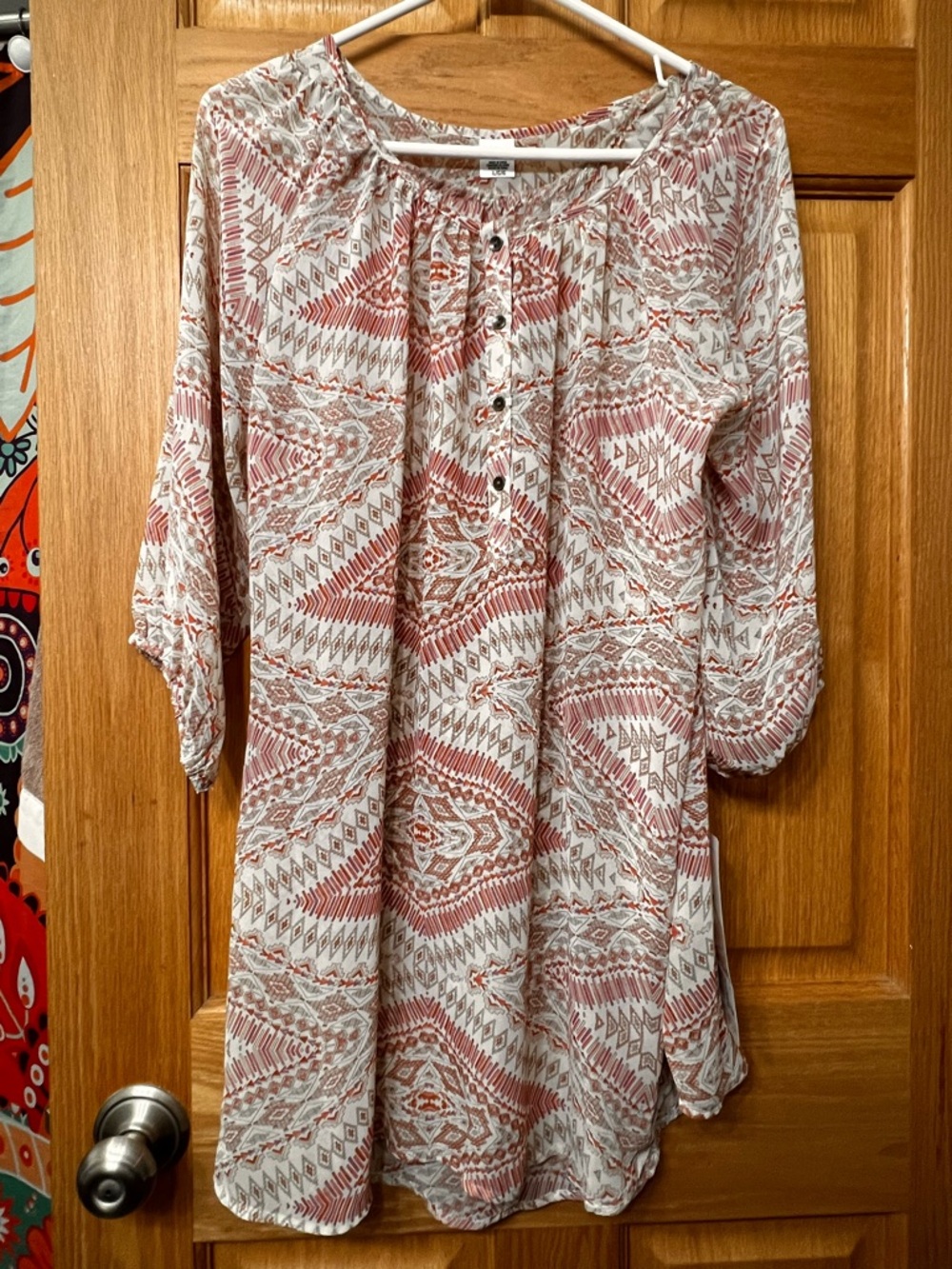 Jockey Printed Blouse in Cream, Rust and Pink